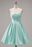 Strapless A Line Navy Mini 80s Homecoming Dress