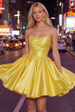 Strapless A Line Navy Mini 80s Homecoming Dress
