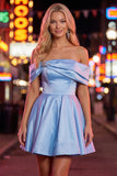Pink Off The Shoulder A Line 80s Homecoming Dress With Beading