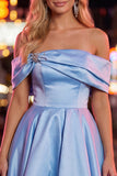 Pink Off The Shoulder A Line 80s Homecoming Dress With Beading