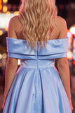 Pink Off The Shoulder A Line 80s Homecoming Dress With Beading