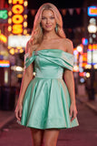 Pink Off The Shoulder A Line 80s Homecoming Dress With Beading