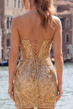 Sparkly Dark Green Strapless Bodycon Homecoming Dress