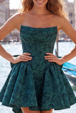 Strapless Corset Lilac Floral A Line Homecoming Dress With Bow