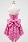Strapless Corset Lilac Floral A Line Homecoming Dress With Bow