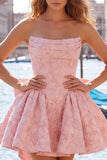 Strapless Corset Lilac Floral A Line Homecoming Dress With Bow