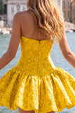 Strapless Corset Hot Pink Brocade A Line Homecoming Dress