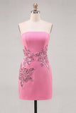 Dark Green Strapless Corset Appliqued Bodycon Homecoming Dress