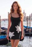 Pink Bodycon Spaghetti Straps Appliqued Homecoming Dress