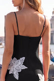 Pink Bodycon Spaghetti Straps Appliqued Homecoming Dress