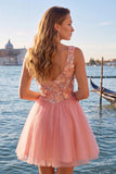 V-Neck Floral Sparkly Mint Green A Line Homecoming Dress