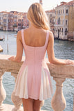 Black White Square Neck A Line Homecoming dress