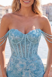 Pink Floral Corset Off The Shoulder Bodycon Homecoming Dress