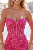 Pink Floral Corset Off The Shoulder Bodycon Homecoming Dress