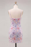 Sparkly Pink Bodycon Spaghetti Straps Homecoming Dress