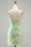 Mint Green Strapless Bodycon Sparkly Homecoming Dress