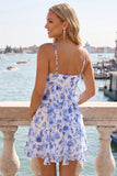 Red Floral Sweetheart A Line Ruffled Homecoming Dress