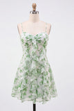 Red Floral Sweetheart A Line Ruffled Homecoming Dress