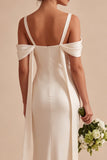 Mermaid Cold Shoulder Light Champagne Maxi Dress
