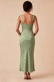 Light Green Square Neck Mermaid Floral Wedding Guest Dress
