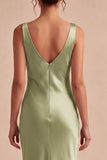 Cowl Neck Mermaid Light Green Midi Dress