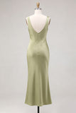 Cowl Neck Mermaid Light Green Midi Dress