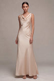 Champagne V-Neck A Line Maxi Dress