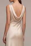 Champagne V-Neck A Line Maxi Dress