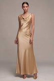 Champagne V-Neck A Line Maxi Dress