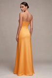 Light Yellow Spaghetti Straps Sheath Maxi Dress