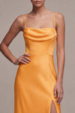 Light Yellow Spaghetti Straps Sheath Maxi Dress
