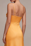 Light Yellow Spaghetti Straps Sheath Maxi Dress