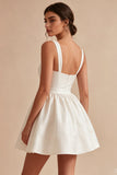 Sweetheart A Line Corset Little White Dress With Ruch