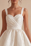 Sweetheart A Line Corset Little White Dress With Ruch