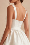 Sweetheart A Line Corset Little White Dress With Ruch
