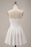 A Line Spaghetti Straps Simple Little White Dress