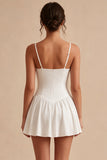 A Line Spaghetti Straps Simple Little White Dress