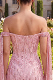 Sparkly Off The Shoulder Corset Bodycon Champagne Homecoming Dress