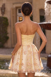 Strapless A Line Light Yellow Homecoming Dress