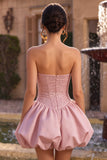Pink Strapless Corset Sequin A Line Homecoming Dress