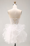 Corset White A Line Lace Homecoming Dress With Beading