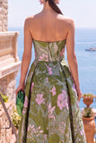 Black Sweetheart Floral A Line Midi Wedding Guest Dress