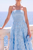 Strapless Corset Green Floral A line Beaded Midi Wedding Guest Dress