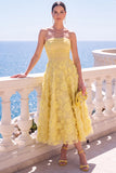 Strapless Corset Green Floral A line Beaded Midi Wedding Guest Dress