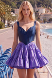 Red and Orange Corset V-Neck A Line Homecoming Dress