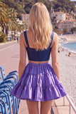 Red and Orange Corset V-Neck A Line Homecoming Dress