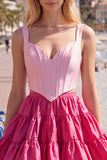 Red and Orange Corset V-Neck A Line Homecoming Dress