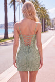 Floral Pink Bodycon Beaded Spaghetti Straps Homecoming Dress