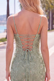 Floral Pink Bodycon Beaded Spaghetti Straps Homecoming Dress