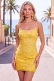 Floral Pink Bodycon Beaded Spaghetti Straps Homecoming Dress